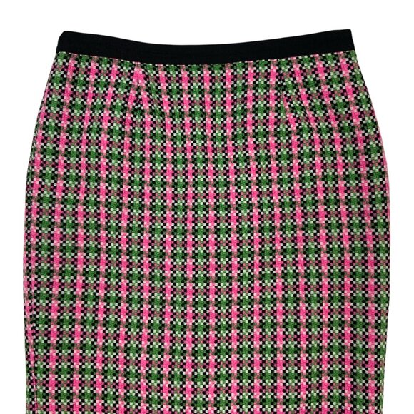 Boden Notre Dame Skirt 10L Pink Green Tweed Wool Blend Pencil Knee Length Career - Picture 7 of 12